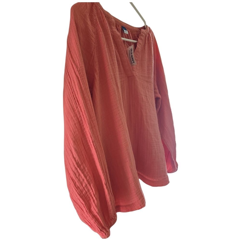 Old Navy Peach Long Sleeve Relaxed Blouse SZ M - Picture 2 of 5